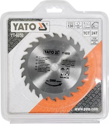 £12.96 • Buy YATO YT-6050 Circular Saw Blade Hm Wood Sawblades 130 X 16 MM 24 Teeth Carbide
