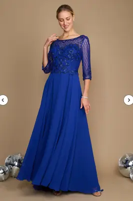 Dylan & Davids Long Sleeve Hand Beaded Mother Of The Bride Dress Royal Blue L • $110