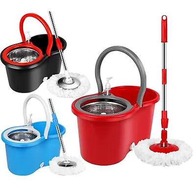 360° Spin Mop And Bucket W/wringer Set +3 Microfiber Refills Floor Cleaning • $27.99