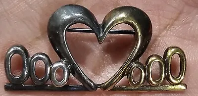 Vintage 925 S2 Thailand Two-Tone Heart Brooch • $15