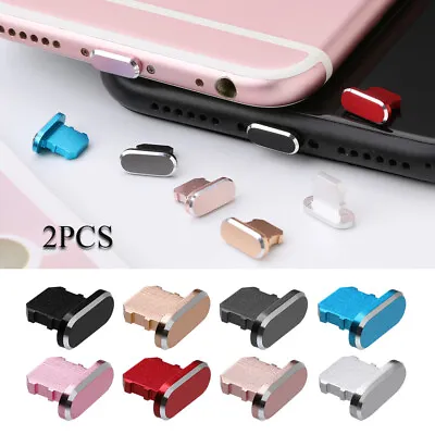 Dust Plug Port Cap Metal Stopper For IPhone 12 11 Pro Max X XR Max 8 7 6S Plus • £2.98