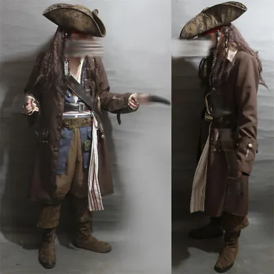 Adult Jack Sparrow Costume Pirates Of The Caribbean Cosplay Outfits Halloween  • $159.90