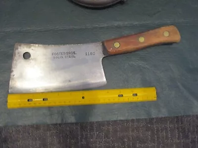 Vintage Butcher Foster Brothers #1180 Heavy Blade Wood Handle Meat Cleaver Knife • $18.90