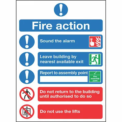 £5.99 • Buy Plastic Fire Action Notice Sign (h)300mm (w)250mm