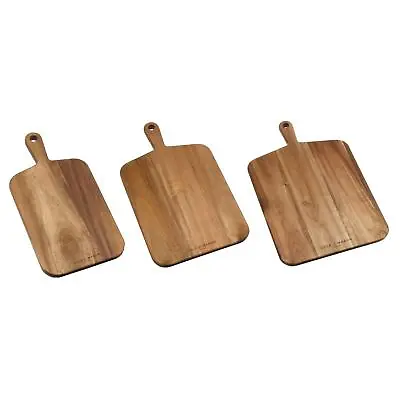 Acacia Wood Chopping Board Sustainable Wooden Food Serving Platter With Handle • £22.49