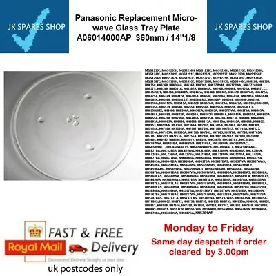 Panasonic Replacement Microwave Glass Tray Plate A06014000AP  360mm / 14 1/8 • £25