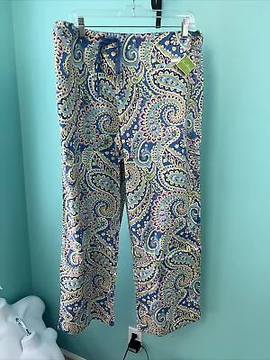 $25 • Buy  VERA BRADLEY Capri Blue Extra Large Cotton Lawn Pajamas PJ Pants NWT XL  EX LG