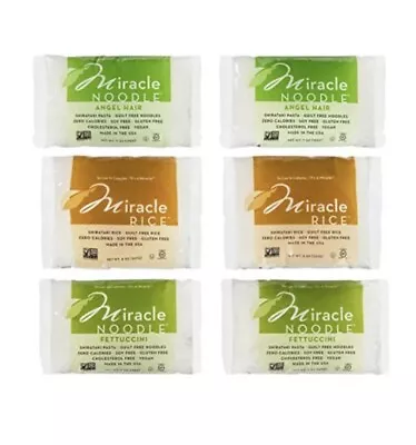 Miracle Noodle Shirataki Ziti Fettuccini Angel Hair Variety 7oz Each Pack Of 6 • $38