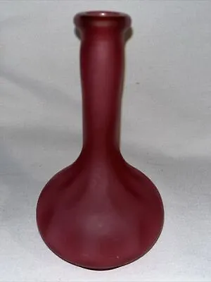 Antique Frosted Cranberry Melon Shape Glass Barber Bottle 7” • $39.99