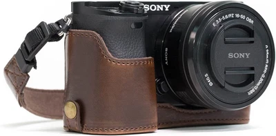 $54.27 • Buy MegaGear Leather Camera Half Case Holder Compatible With Sony Alpha A6300 A6000