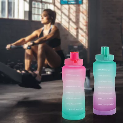 $12.21 • Buy 2L Sports Water Bottle Large Capacity Straw Time Motivational Fitness Jugs