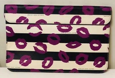 Marc By Marc Jacobs EAZY LIPS Black Purple Cream Tech IPad Case Clutch Bag Purse • $14.95