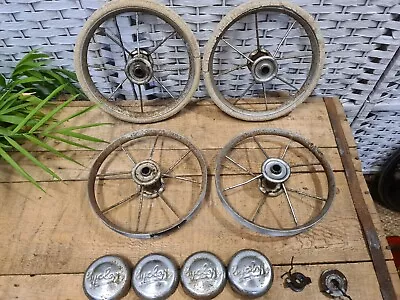 Vintage Set Of 4 Cyclops Doll Pram Wheels Hubcaps 1950's 60's Original • $99