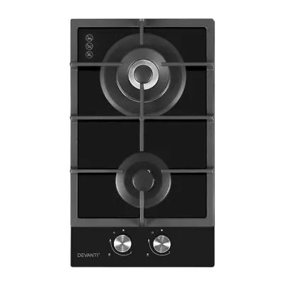 Devanti Gas Cooktop 30cm Gas Stove Cooker 2 Burner Cook Top Konbs NG LPG Black • $139