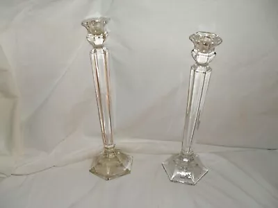 Mikasa Lead Crystal Candle Holders 115  Tall Cambridge. • $12.50