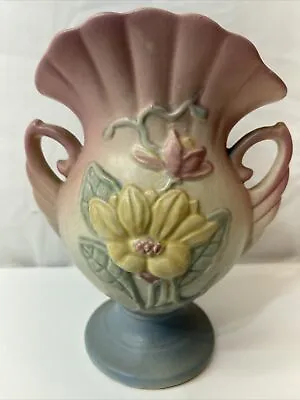  Hull Pottery Magnolia Vase Matte Glaze Pink Blue And Yellow. Beautiful • £36.64