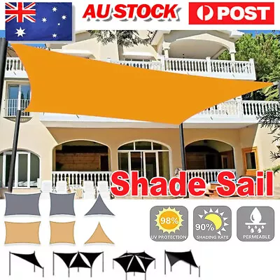 HDPE Sun Shade Sail Shade Cloth Rectangle Triangle 320GSM 98% UV Block Square AU • $38.77