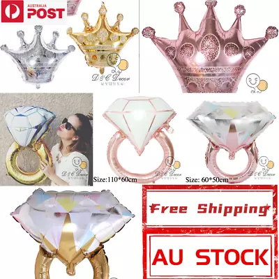 $6.80 • Buy Large Diamond Ring*Crown* Foil Balloon Wedding Engagement Proposal Valentines 