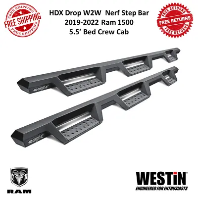 Westin HDX Black Drop W2W Nerf Step Bars Fits 19-22 Ram 1500 Crew Cab 5.5' Bed • $936.90