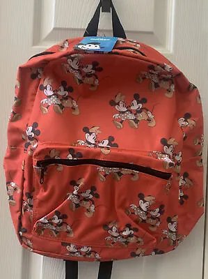 Disney Mickey Mouse Backpack 16  All-Over Print Classic Red New • $10.49