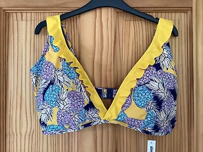 Simply Be Ruffle Frill Bikini Top Yellow Pineapple Size 18 Padded Frilly BNWT • £7.99