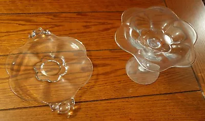 Vintage Glass Display Dish & Platter Set Of 2 • $5.99