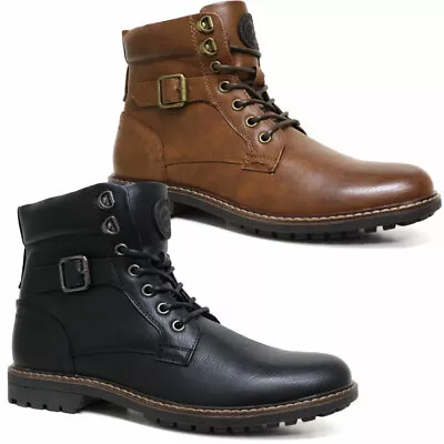 Mens Army Boots Military Dealer Ankle Smart Formal Casual Chelsea Work Shoes • £24.95