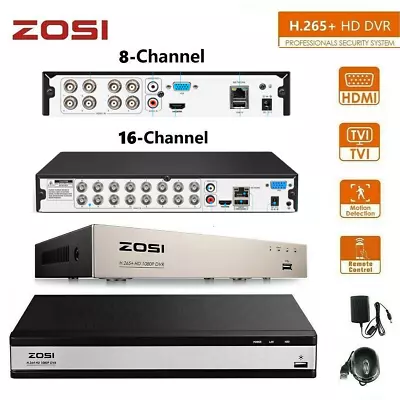 ZOSI CCTV DVR 8 16 Channel AHD 1080N/1080P Video Recorder H.265+ VGA HDMI BNC HD • £59.99