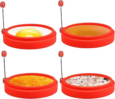 Silicone Egg Rings 4 Inch Food Grade Egg Cooking Rings Non Stick Fried Egg Egg • £8.70