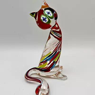 Vintage Murano Art Glass Colored Cat Figurine 2004 • $21.99