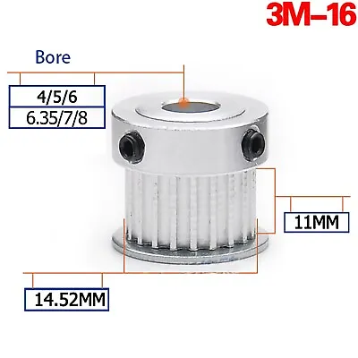 3M-16T Step Timing Pulley Bore 4-8mm Synchronous Wheel For Reprap 3D Printer CNC • $3.65