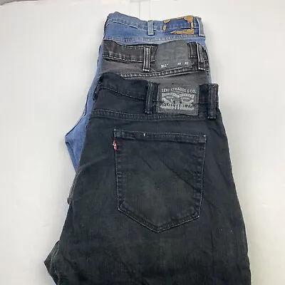 Lot Of 3 Levi's 511 Skinny Fit Blue/Gray Jeans Men's Size 38x30 • $35.70