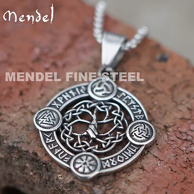 MENDEL Mens Viking Rune Celtic Tree Of Life Pendant Necklace Stainless Steel Men • $11.99