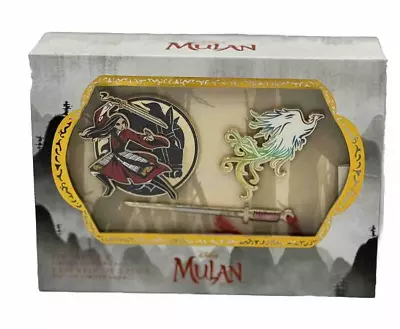 Disney Parks Shanghai Mulan Phoenix And Sword 3 Pin Trading Box Pin Set LE 2200 • $39.99