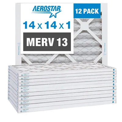 Aerostar 14x14x1 MERV 13 Air Filter 12 Pack (13 3/4  X 13 3/4  X 3/4 ) • $75.21
