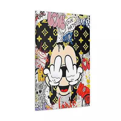 Mickey Mouse Canvas Banksy Inspired Funny Graffiti Wall Art Decor • £15.99