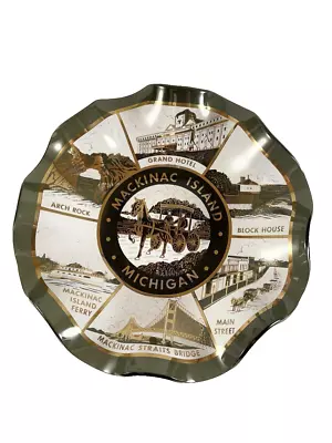 Mackinac Island Smoke Glass Souvenir Ruffled Trinket/Candy/Nut Dish • $12