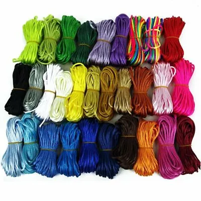 Silky Satin Rattail Kumihimo Braiding Cord 2 Mm Thickness Macramé Thread 10m • £1.99