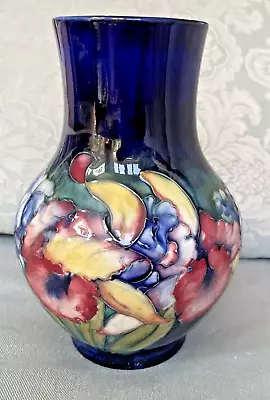 Vintage Moorcroft Pottery Orchid Vase 9  Base Drilled So Can Be Used As Lamp • $145