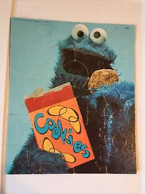 Vintage 1976 Sesame Street Cookie Monster Milton Bradley Puzzle 12” X 15” • $3.99