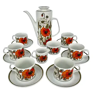 J &G Meakin  Iconic Poppy Pattern 15pc Coffee Set Or 14pc Tea Set Vintage 1970s • £49.50