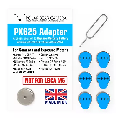 £11.99 • Buy 1.35V PX625 MR9 Adaptor + 6 Batteries For Minolta SRT/Canon F-1/OM1/Yashica 124G
