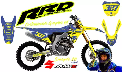 Suzuki Full Graphic Kit With Number Plates RMZ250 RMZ450 RMZ RM 125 RM85 • $184.95