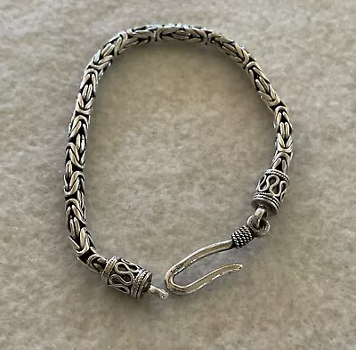 925 Sterling Silver Men/Women 4mm Byzantine Link Bracelet 7.25” Original Owner • $31