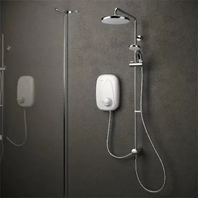 Mira Vigour T Dual Outlet Thermostatic Power Shower - White Chrome • £350.64