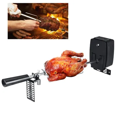 BBQ Rotisserie Kit Grill Charcoal Pig Chicken BBQ Grill Roaster Spit Rod Motor • $42.76