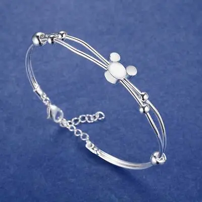 Fashion Jewelry 925 Sterling Silver Fine Mickey Mouse Bangle Bracelet For Woman • $2.13