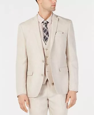 Bar III Men's Slim-Fit Linen Beige Tan Suit Jacket 36S Sport Coat • $18.48