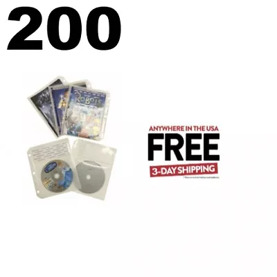 200 White CD/DVD Half Sheet Storage Binder Filing Sleeve & Booklet **1-3 DAYS • $60.75