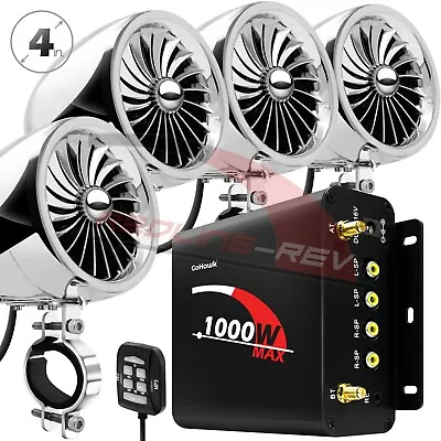 1000W Amplifier Bluetooth Motorcycle Stereo 4 Speakers Audio Radio System Harley • $287.73